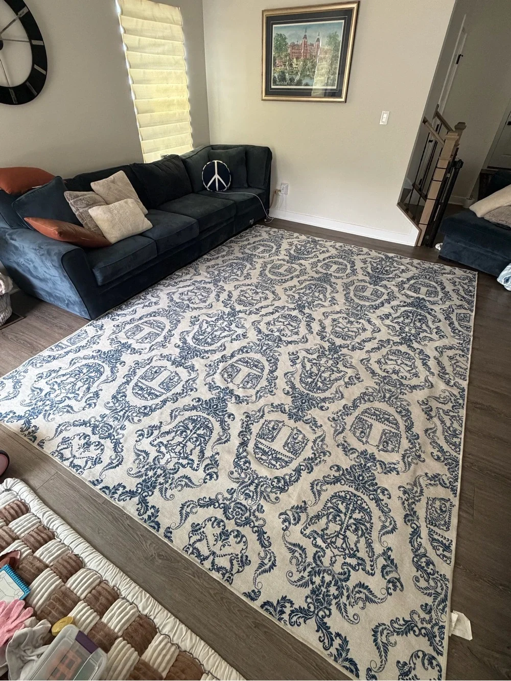 Ruggable Darkside Damask delft blue • Flat Woven rug 9x12